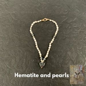 Hematite and rice pearl bracelet
